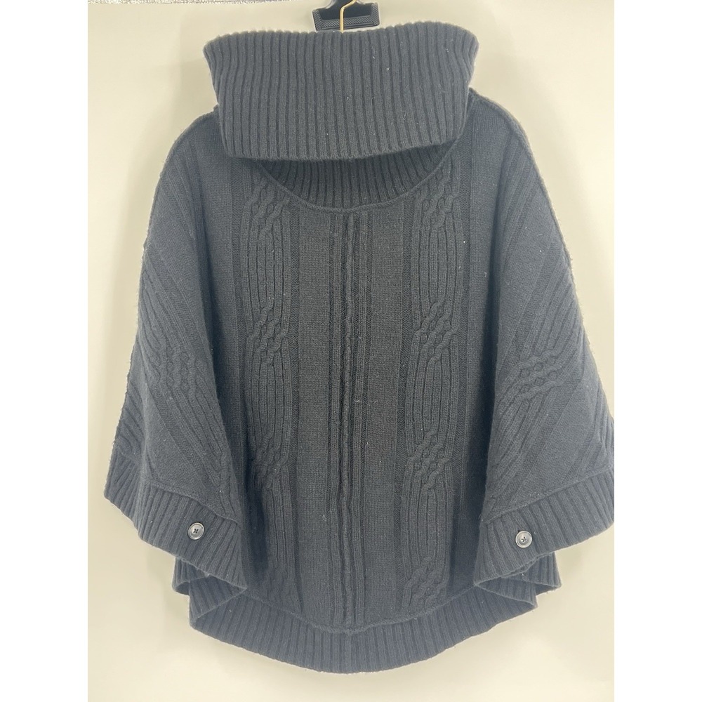 All Saints Lambswool Women's 6 Angora Black Poncho Cape Minimalist Quiet Luxury
